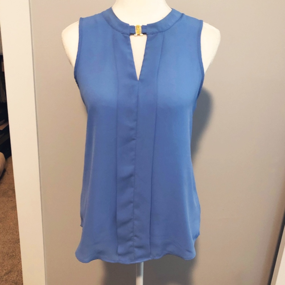 The Limited Blue Sleeveless Keyhole Design Blouse